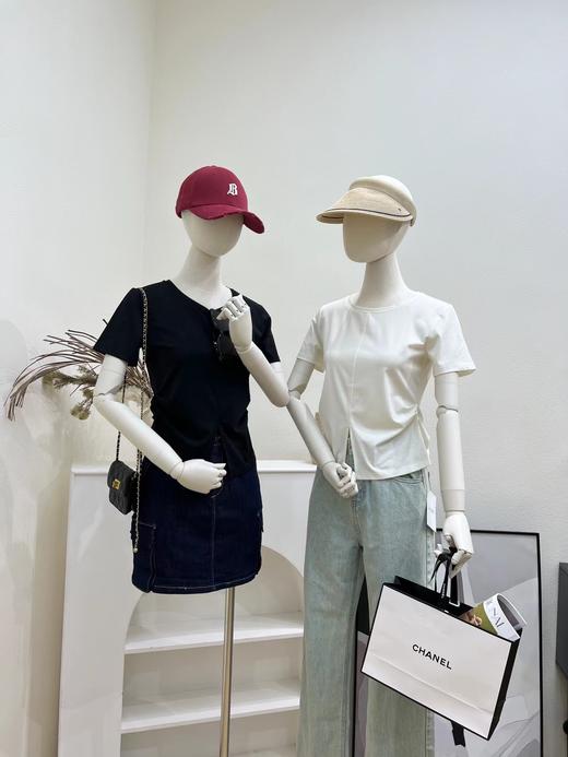 33BAR095098#圆领开叉T恤 商品图5