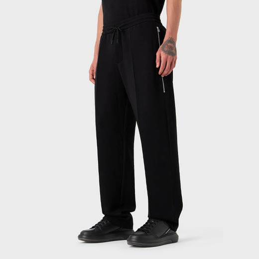 EMPORIO ARMANI 阿玛尼 男士金属徽标休闲运动裤 黑色 6R1PU2 1JHSZ 0999 商品图1