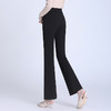 秋季新款，长款修身时尚大喇叭裤后腰松紧通勤气质黑色裤子MYX-QQ7012-L 商品缩略图2