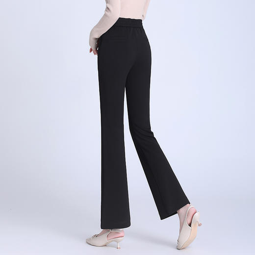 秋季新款，长款修身时尚大喇叭裤后腰松紧通勤气质黑色裤子MYX-QQ7012-L 商品图2