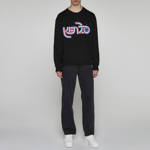 KENZO 高田贤三 男士徽标印花棉质长袖卫衣 黑色 FD65 SW072 4MG 99J 商品图3