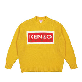 KENZO 高田贤三 女士 Kenzo Paris 徽标嵌花针织羊毛针织衫 黄色 FD62 PU431 3LA 40