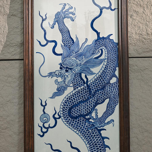 民国 红木框青花龙纹瓷板画挂屏 商品图2