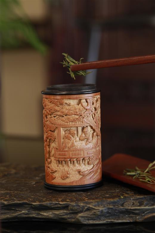 兰亭雅集°竹雕茶叶罐 商品图3