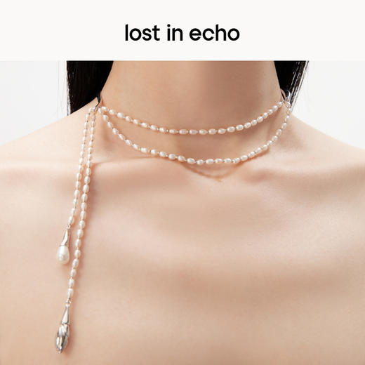 [捡漏价]lost in echo原创设计师款轻奢珍珠双层流苏水滴坠流线项链锁骨链 商品图3