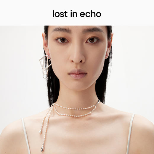 [捡漏价]lost in echo原创设计师款轻奢珍珠双层流苏水滴坠流线项链锁骨链 商品图0