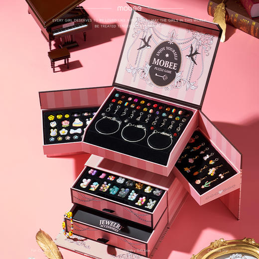 mobee手工串珠DIY首饰礼盒儿童女孩子美甲片 商品图4
