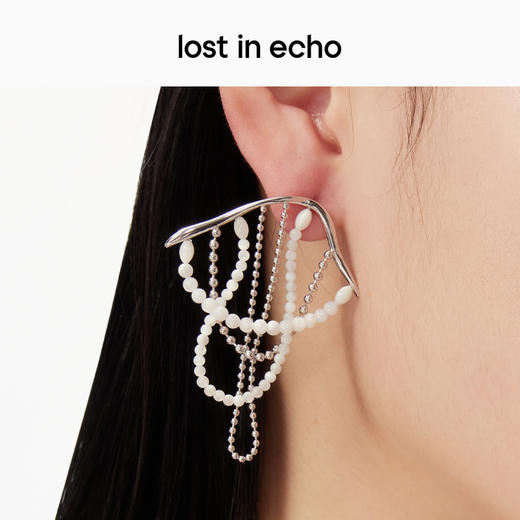 lost in echo设计师品牌轻奢时尚珍珠白蝶贝珠流苏珠帘耳环耳坠 商品图2