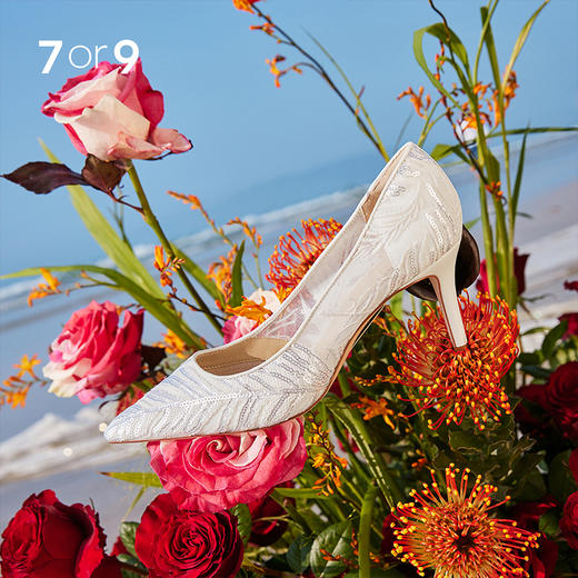 7or9婚鞋—空气棉高跟鞋白羽 商品图0