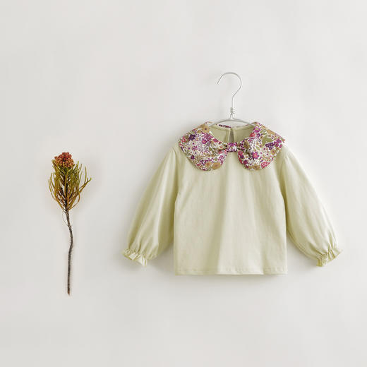 【马克珍妮 芦芙】秋装新款法式碎花蝴蝶结领纯棉T恤231700 商品图2