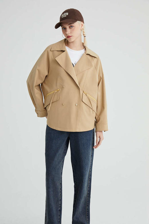 水淼2023秋新款简约气质休闲风衣7518 商品图3