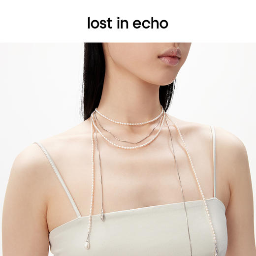 lost in echo设计师品牌气质轻奢高级感双流苏三层流线项链锁骨链 商品图3