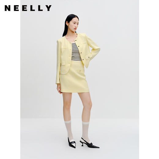 NEELLY纳俪商场同款黄色A字裙早秋新款遮胯通勤百搭显瘦半身裙女N23081E01095 商品图1