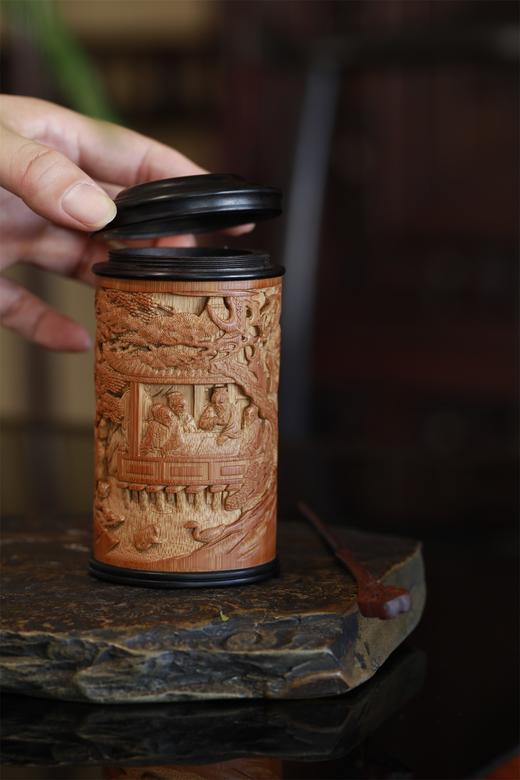 兰亭雅集°竹雕茶叶罐 商品图4