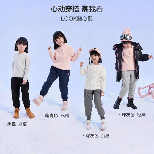 笛莎童装女童加绒裤子2022深冬季新款羊羔绒长裤宝宝儿童棉裤加厚 商品图4