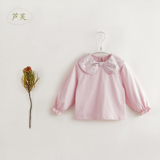 【马克珍妮 芦芙】秋装新款法式碎花蝴蝶结领纯棉T恤231700 商品图1