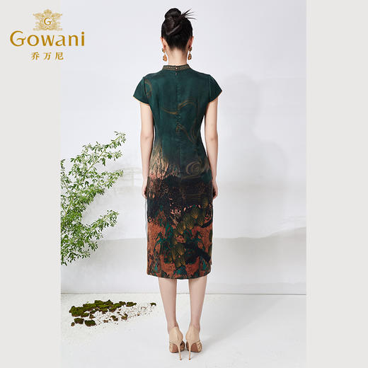 【东篱采园图】【香云纱】乔万尼真丝连衣裙缎面龟纹重磅26mm桑蚕丝收腰气质富贵感ET2E281 商品图4