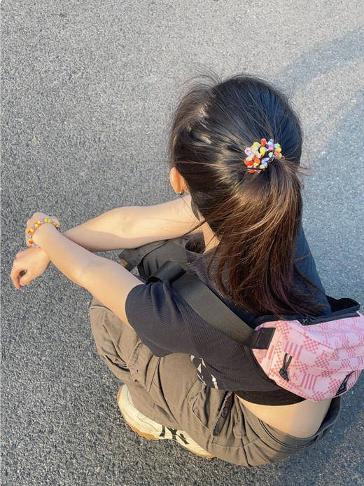 9.9五根！！彩虹电话线发绳发圈  一组3根彩虹色+2根黑色 商品图9