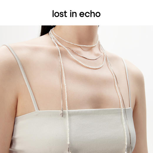 lost in echo设计师品牌气质轻奢高级感双流苏三层流线项链锁骨链 商品图2