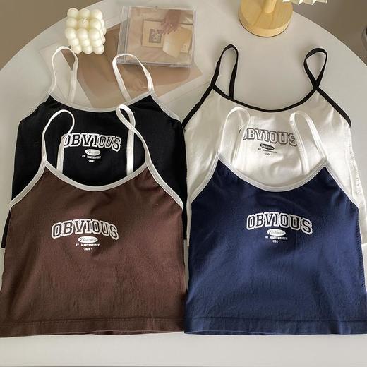 【美式复古！一体式字母吊带抹胸内衣】舒适亲肤，柔软透气，穿上火辣性感，百搭好看，固定杯内搭聚拢外穿百搭裹胸女士 商品图1