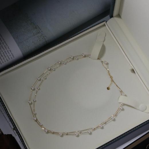 甄珠贝 双层繁星项链 极品淡水无核珍珠 5-6/3-4mm 商品图3