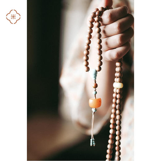 米马饰物 “清柔美好”天然印度官料老山檀配  108颗手持念珠 商品图0