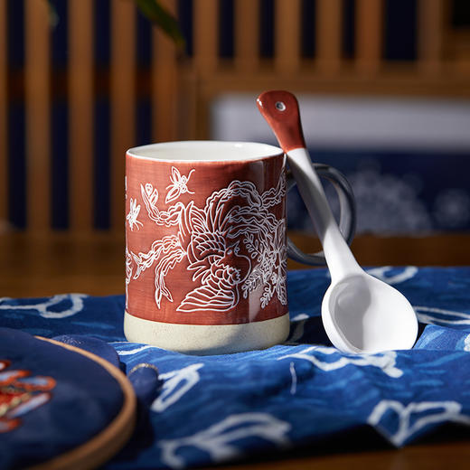 一路生花陶瓷杯（配勺） 商品图2