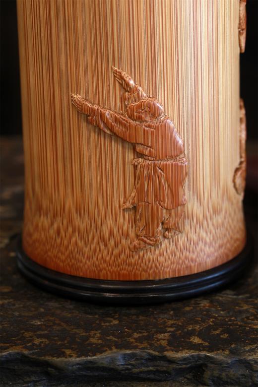 放鹤图°竹雕茶叶罐 商品图7