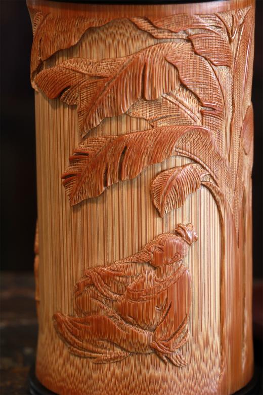 放鹤图°竹雕茶叶罐 商品图6