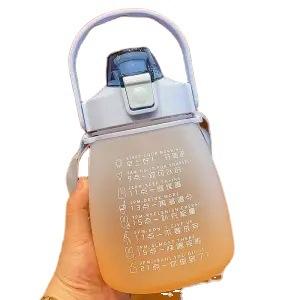 「四款配色！送立体贴」小胖杯磨砂杯 网红运动塑料水杯大容量吸管杯手提肩带水壶1500ml餐饮用具 商品图4