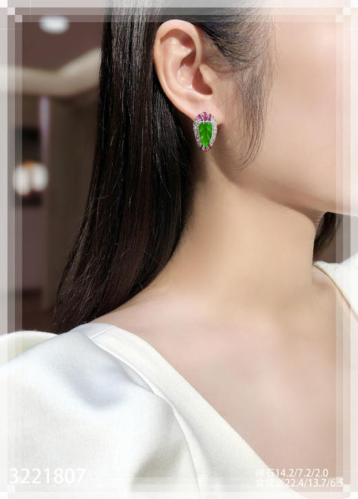 3221807，老坑玻璃艳绿叶子耳钉。具体价格微信咨询 商品图4