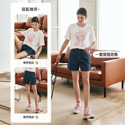 OLrain欧芮儿法式短袖T恤女夏季2023年新款宽松重工烫钻印花上衣 商品图7