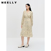 NEELLY纳俪商场同款法式v领碎花连衣裙早秋新款收腰温柔气质长裙N23081Y01077 商品缩略图0