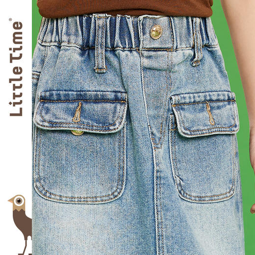 littletime女童牛仔裙半身裙2023夏季新款洋气韩版宽松直筒裙长裙 商品图1