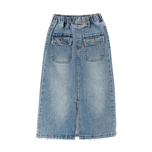 littletime女童牛仔裙半身裙2023夏季新款洋气韩版宽松直筒裙长裙 商品图3