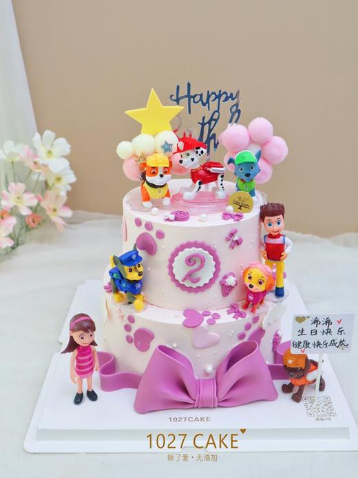 1027CAKE | 汪汪队 女孩双层款式 翻糖蝴蝶结装饰 商品图1