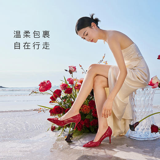 【促销款】7or9婚鞋 - 空气棉高跟鞋红珊瑚 商品图3