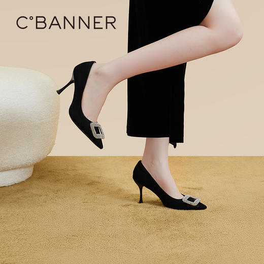 【婚嫁系列】千百度高跟鞋秋季细跟新娘鞋红色单鞋女羊皮宴会A23466088 商品图1