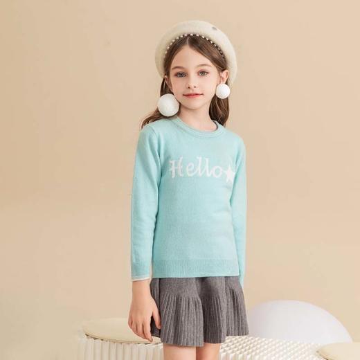 mettekids女童羊绒衫2023秋季新款休闲打底针织衫儿童圆领毛衣 商品图2