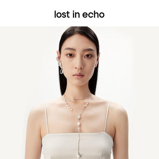 lost in echo原创设计师款轻奢Y字双层流线珍珠项链毛衣链锁骨链 商品图1