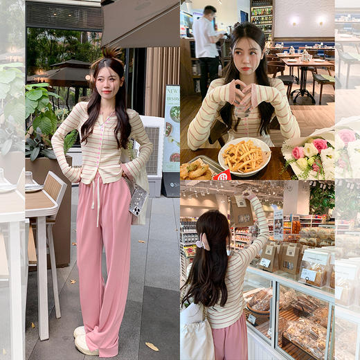 <曾小咸推荐>【草莓千层派】2色条纹长袖针织打底 商品图2