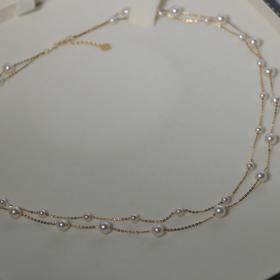 甄珠贝 双层繁星项链 极品淡水无核珍珠 5-6/3-4mm