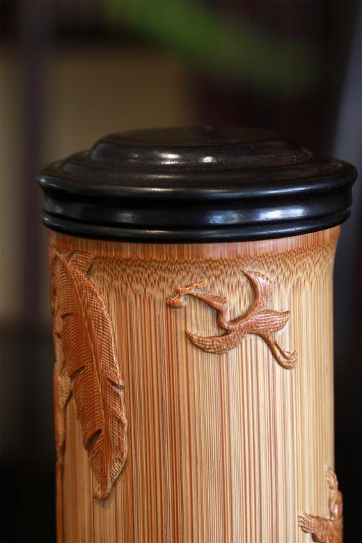 放鹤图°竹雕茶叶罐 商品图8