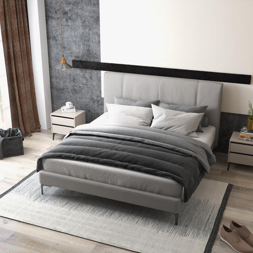 顾家家居整装 现代简约 皮艺软床 KZ.B1018B 方糖 商品图1