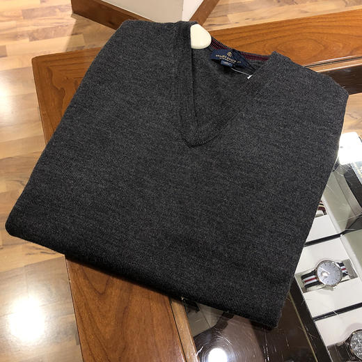 Brooks Brothers/布克兄弟 男士纯色V领美利奴羊毛针织衫 商品图0