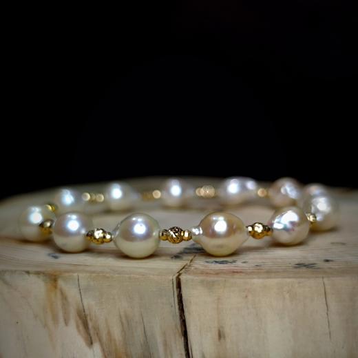 18k金镶嵌Akoya巴洛克风格手链 商品图5