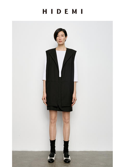 HIDEMI 翻领极简廓形西装式马夹 商品图4