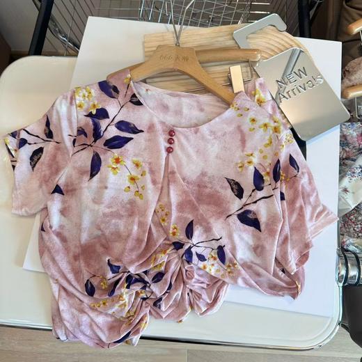 【夏季新款宽松大码居家套装】天然薄荷醇冰丝更加清凉 中老年妈妈短袖套装 满版印花高端清晰雅而不俗  商品图5