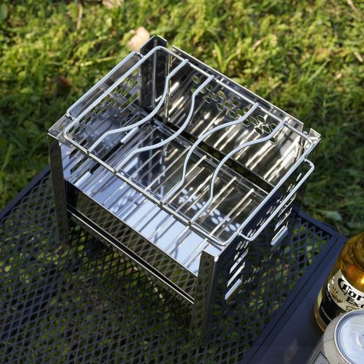 柴火炉户外便携式户外迷你可折叠不锈钢碳烤烧烤炉子多用途卡片炉 商品图1