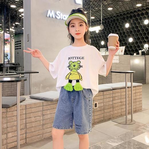 女童短袖t恤夏季纯棉2023新款洋气童装大童女孩儿童白色上衣夏装 商品图2